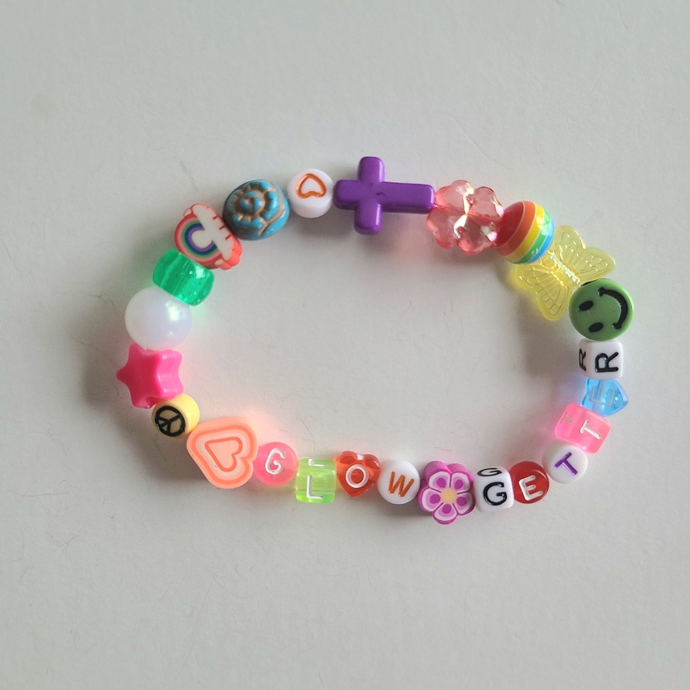 Glow Getter Rainbow Beaded Bracelet Y2k 90s Kidcore